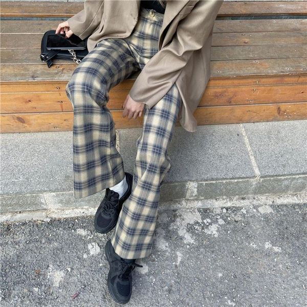 fashion women high waist flared wide leg pants plaid print autumn trousers office lady work pants casual korean streetwear, Black;white
fashion women high waist flared wide leg pants plaid print autumn trousers office lady work pants casual korean streetwear, Black;white