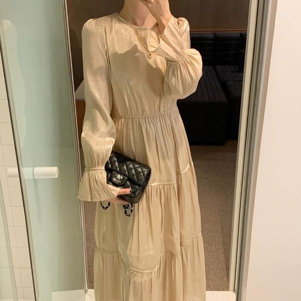 women korean vintage long dress long sleeve o-neck high waist loose draped ruffle trim plus size sukienki ropa mujer party1, Black;gray
women korean vintage long dress long sleeve o-neck high waist loose draped ruffle trim plus size sukienki ropa mujer party1, Black;gray