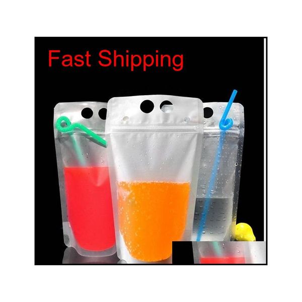 17oz 500ml clear drink pouches bags frosted zipper stand-up plastic drinking bag with straw with holder re qylsgq sports2010
17oz 500ml clear drink pouches bags frosted zipper stand-up plastic drinking bag with straw with holder re qylsgq sports2010