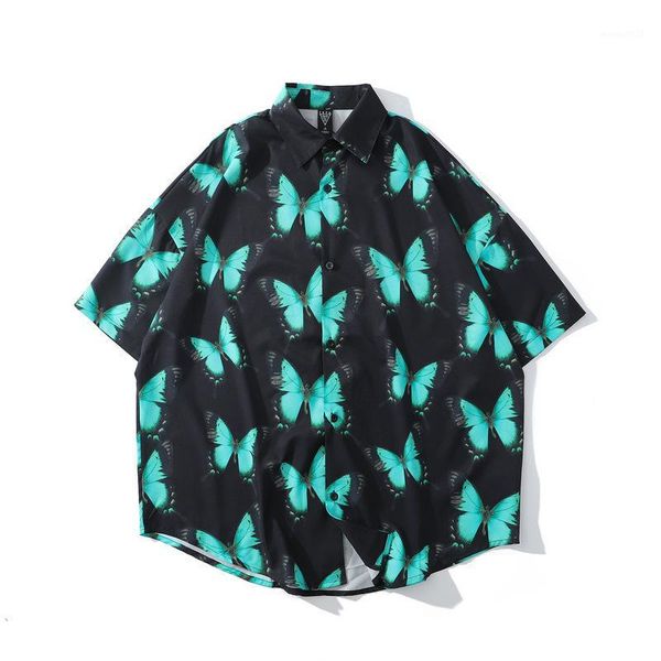 men's casual shirts men's summer tide brand short-sleeved shirt printing butterfly trend fashion thin section loose men and women, White;black
men's casual shirts men's summer tide brand short-sleeved shirt printing butterfly trend fashion thin section loose men and women, White;black