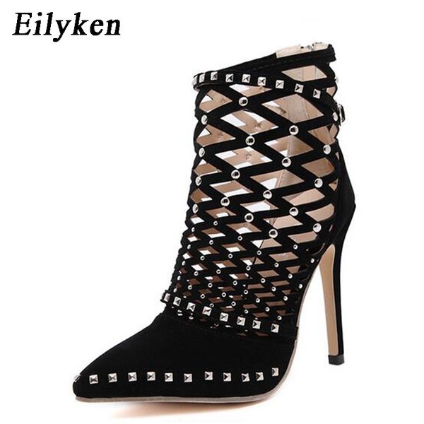 eilyken gladiator sandals summer spring pointed toe rivets studded cut out caged ankle boots stiletto heel women shoes y200323, Black
eilyken gladiator sandals summer spring pointed toe rivets studded cut out caged ankle boots stiletto heel women shoes y200323, Black