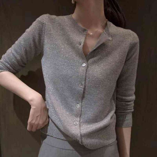 spring and autumn thin womens round neck knit solid color bright silk cardigan jacket loose bottoming cardigan sweater, White;black
spring and autumn thin womens round neck knit solid color bright silk cardigan jacket loose bottoming cardigan sweater, White;black