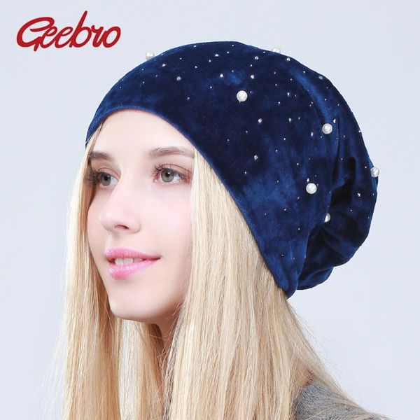 beanie/skull caps geebro brand women's skullies beanies fashion pearl rhinestones slouchy beanie hat for female winter warm soft velvet, Blue;gray
beanie/skull caps geebro brand women's skullies beanies fashion pearl rhinestones slouchy beanie hat for female winter warm soft velvet, Blue;gray