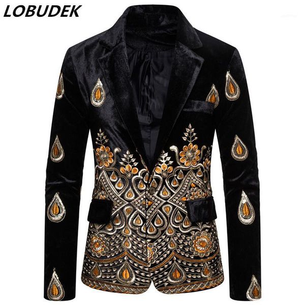 tuxedo blazer court dress black velvet embroidery suit blazers vintage slim fit casual coat jacket bar club singer stage costume1, White;black
tuxedo blazer court dress black velvet embroidery suit blazers vintage slim fit casual coat jacket bar club singer stage costume1, White;black