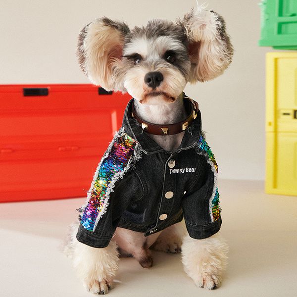 creative sequin ornament pets jackets ins fashion personality pet denim coats 2 colors lovely charm teddy coat
creative sequin ornament pets jackets ins fashion personality pet denim coats 2 colors lovely charm teddy coat
