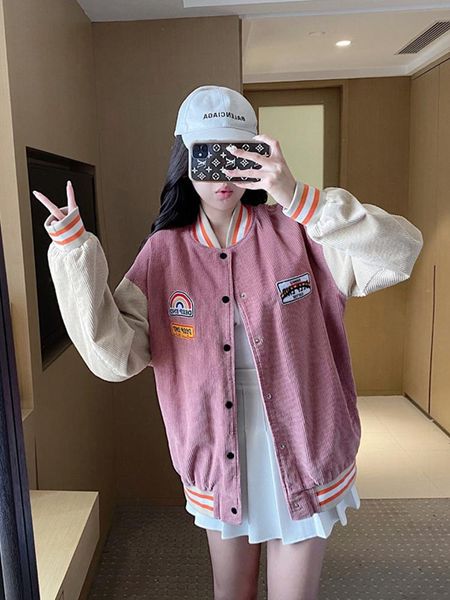 blue corduroy jacket women's autumn and winter versatile 2020 new korean loose baseball jacket casual top, White;black
blue corduroy jacket women's autumn and winter versatile 2020 new korean loose baseball jacket casual top, White;black