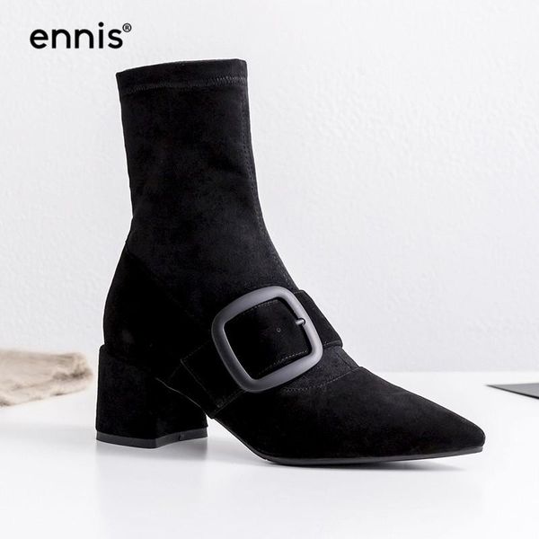 ennis new buckle ankle boots pointed toe leather suede boots women black chunky heel autumn winter stretch shoes a0125
ennis new buckle ankle boots pointed toe leather suede boots women black chunky heel autumn winter stretch shoes a0125