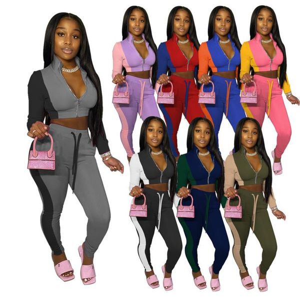 2020 women tracksuit two pieces set contrat stitching long sleeve pants jacket zipper sportswear panelled tights sports sell, White
2020 women tracksuit two pieces set contrat stitching long sleeve pants jacket zipper sportswear panelled tights sports sell, White