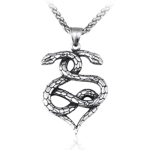 double snake pendant necklace for men stainless steel amulet necklace punk snakes suspension pendant maxi men jewelry, Silver
double snake pendant necklace for men stainless steel amulet necklace punk snakes suspension pendant maxi men jewelry, Silver