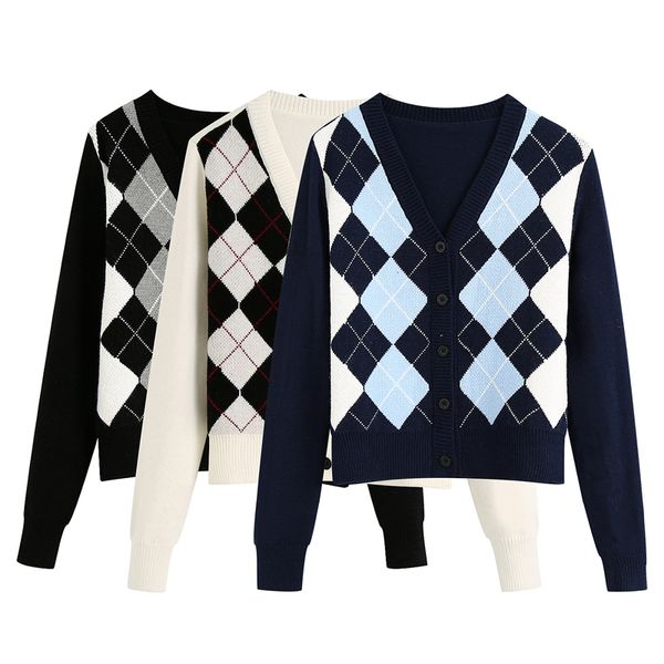 hadara vintage england v neck sweaters women fashion single breasted sweater women elegant argyle sweaters female ladies ead c1120, White;black
hadara vintage england v neck sweaters women fashion single breasted sweater women elegant argyle sweaters female ladies ead c1120, White;black