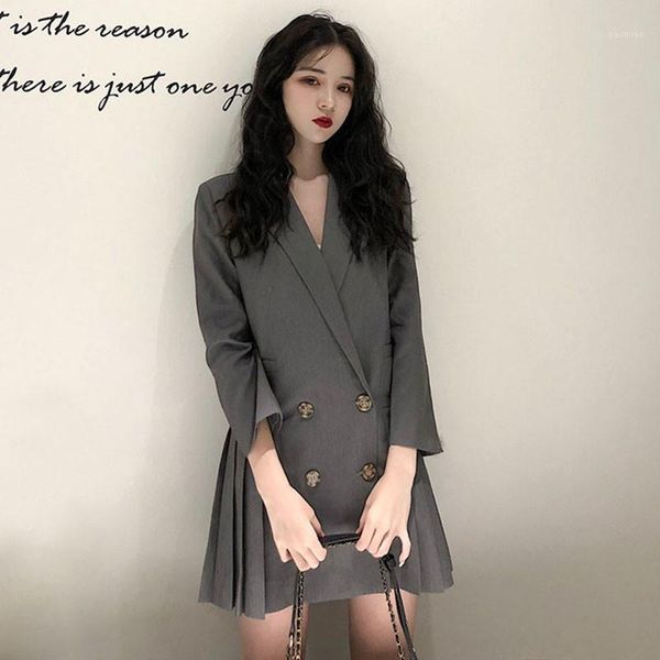 fashion women retro black grey blazers fashion notched neck long coats double breasted chic blazer female elegant long jackets1, White;black 
fashion women retro black grey blazers fashion notched neck long coats double breasted chic blazer female elegant long jackets1, White;black