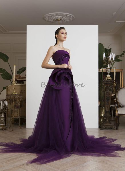 design purple long evening dresses with beaded strapless peplumn satin tulle formal prom dresses 2021 plus size special occasion dress, Black;red
design purple long evening dresses with beaded strapless peplumn satin tulle formal prom dresses 2021 plus size special occasion dress, Black;red