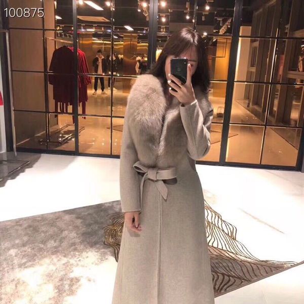 female autumn 2020 wool long trench coat with large natural fox mangy skin ladies winter coats p9ge, Black
female autumn 2020 wool long trench coat with large natural fox mangy skin ladies winter coats p9ge, Black