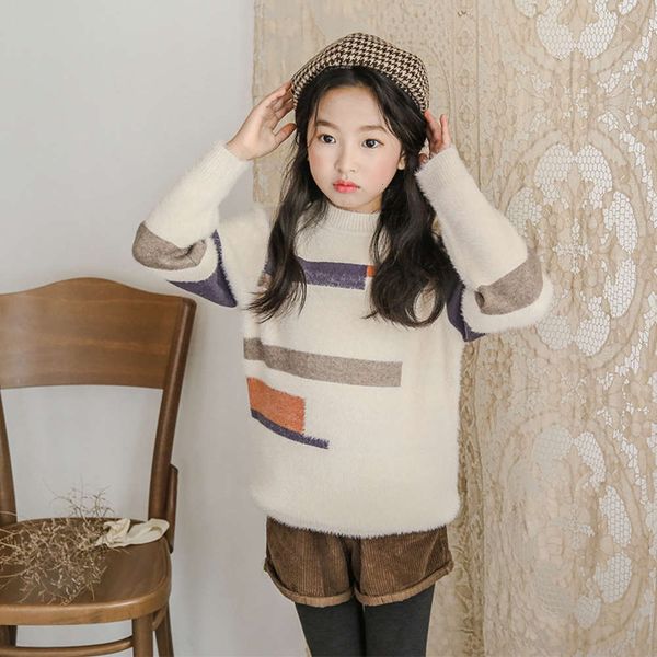 sweater autumn girls' winter 2020 new korean children's long sve t-shirt, Blue