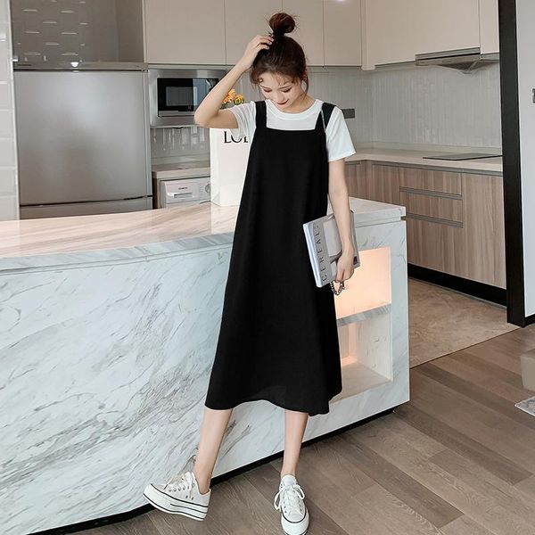 maternity dresses 7020# summer cotton tees + sling dress korean fashion loose clothes for pregnant women chic pregnancy suits sets, White
maternity dresses 7020# summer cotton tees + sling dress korean fashion loose clothes for pregnant women chic pregnancy suits sets, White