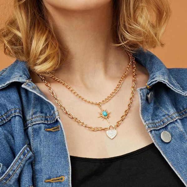 pendant necklaces find me rhinestone heart lock necklace vintage multilayer alloy for women 2021 fashion jewelry accessories, Silver
pendant necklaces find me rhinestone heart lock necklace vintage multilayer alloy for women 2021 fashion jewelry accessories, Silver