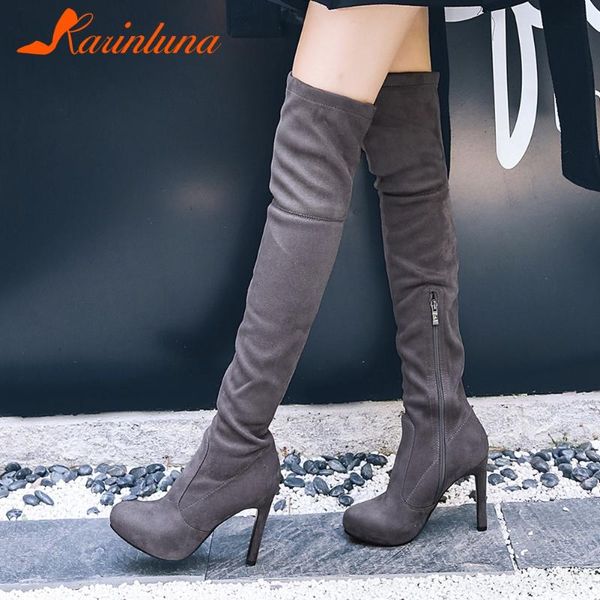 boots leisure fashion female flock spike heels round toe solid super high heel over-the-knee zipper woman, Black
boots leisure fashion female flock spike heels round toe solid super high heel over-the-knee zipper woman, Black