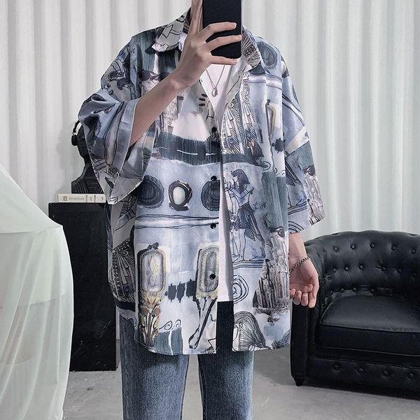 2020 spring and summer new youth popular silky fabric printing cropped sleeve shirt fashion casual loose wild shirt -2xl, White;black
2020 spring and summer new youth popular silky fabric printing cropped sleeve shirt fashion casual loose wild shirt -2xl, White;black
