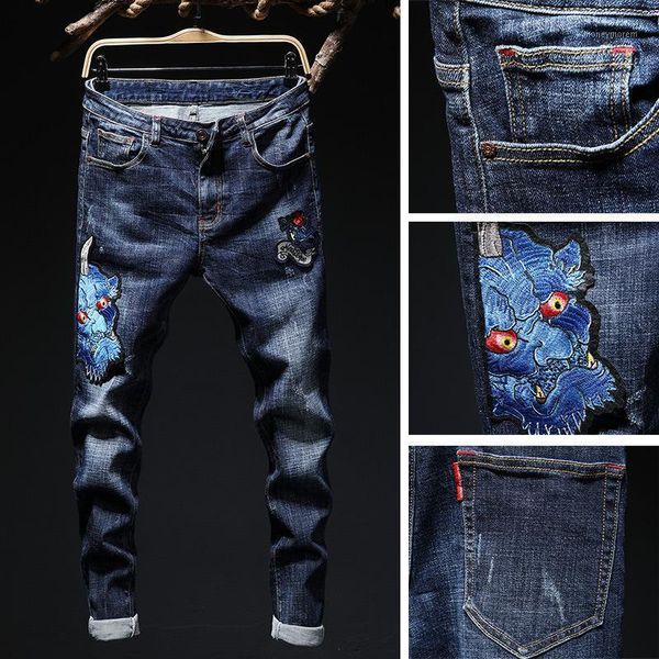 men's jeans arrivals men's fashion stretch motorcycle denim pants mens embroidery trousers1, Blue
men's jeans arrivals men's fashion stretch motorcycle denim pants mens embroidery trousers1, Blue