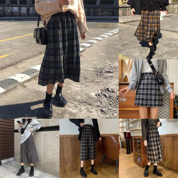 vintage plaid pleated long skirt 2020 women winter punk rock korean woolen skirt streetwear drawstring elastic waist midi skirt q1209, Black
vintage plaid pleated long skirt 2020 women winter punk rock korean woolen skirt streetwear drawstring elastic waist midi skirt q1209, Black