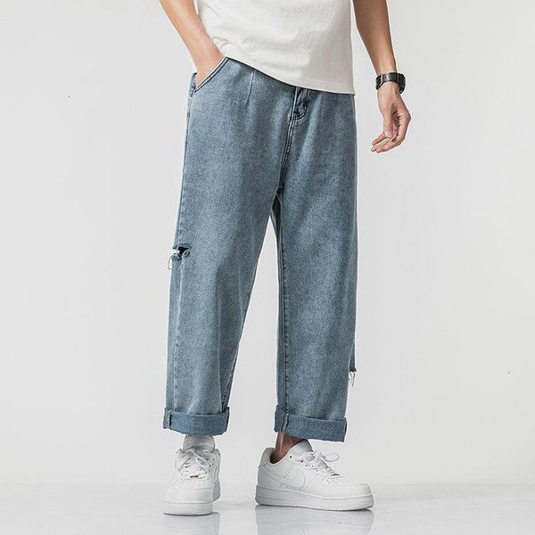 men's jeans neploha wild leg side riped man 2021 spring casual baggy denim pants korean streetwear, Blue
men's jeans neploha wild leg side riped man 2021 spring casual baggy denim pants korean streetwear, Blue