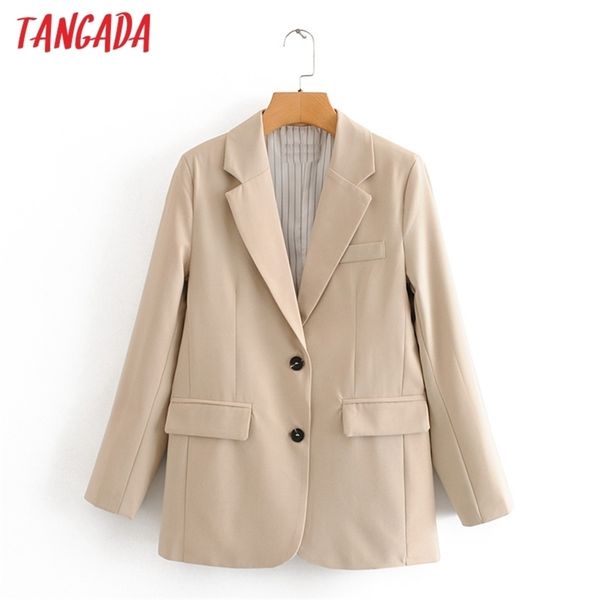 tangada women solid beige blazer female long sleeve elegant jacket female work wear blazer formal suits lj201212, White;black
tangada women solid beige blazer female long sleeve elegant jacket female work wear blazer formal suits lj201212, White;black