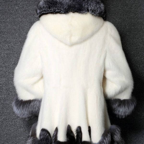 new with leather hood of fake casual thick long female soft black white jacket outwear 8ctm
new with leather hood of fake casual thick long female soft black white jacket outwear 8ctm