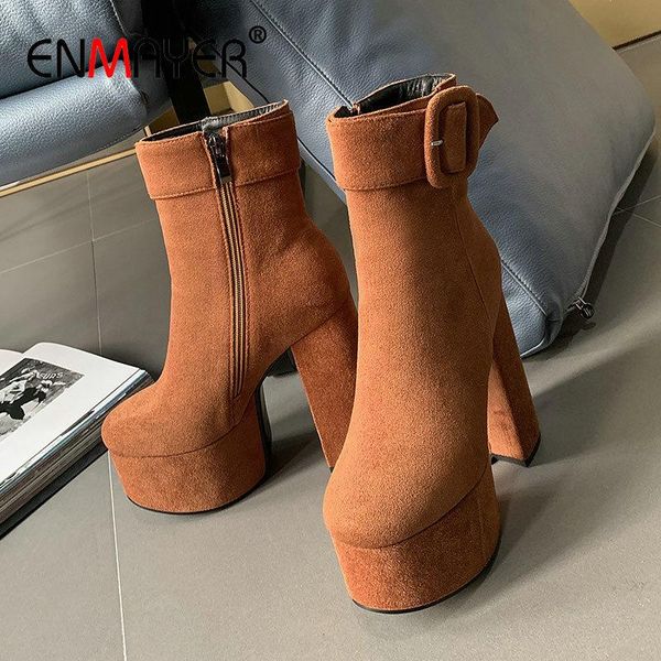 enmayer 2020 flock ankle boots for women square heel platform boots round toe women shoes short plush shoes, Black
enmayer 2020 flock ankle boots for women square heel platform boots round toe women shoes short plush shoes, Black