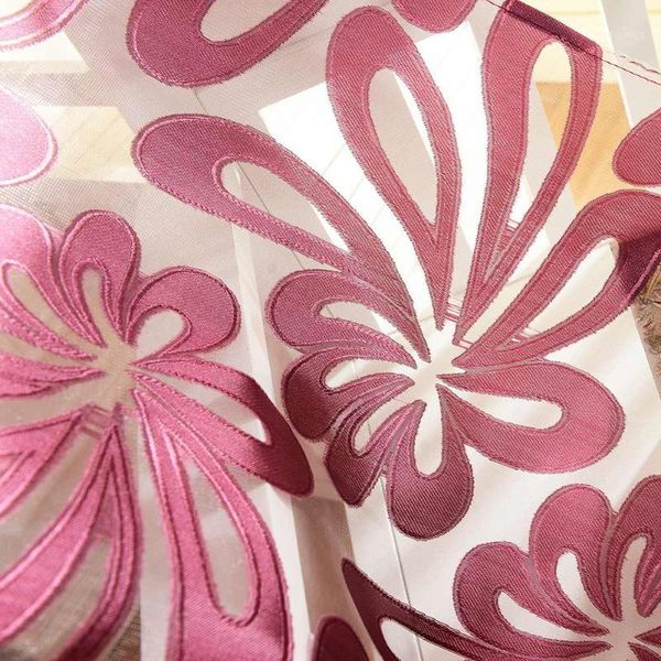 window tulle curtain romantic printed translucent curtains for living room js211