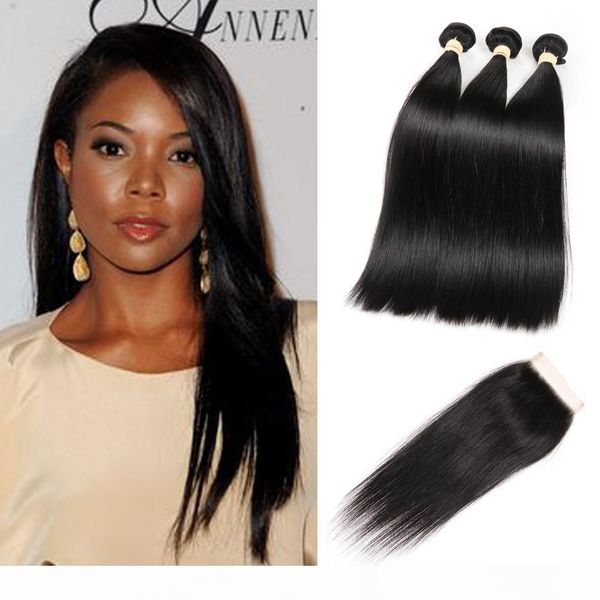 hc products human hair bundles lace closure non remy hair weft brazilian straight hair weave 3 bundles with closure, Black
hc products human hair bundles lace closure non remy hair weft brazilian straight hair weave 3 bundles with closure, Black
