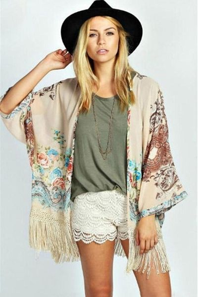 women overall bohemian chiffon tassel decoration floral printed overall ladies daily outdoor wearing blouse shirt, White
women overall bohemian chiffon tassel decoration floral printed overall ladies daily outdoor wearing blouse shirt, White