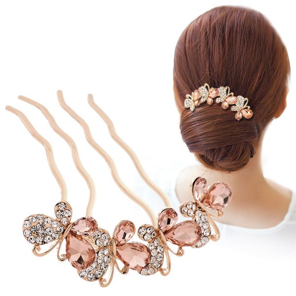 

headpieces butterfly hair clip wedding bridal combs crystal headband for bride princess crown tiara, Silver