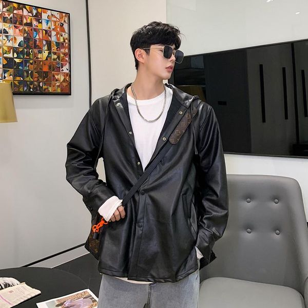 men's fur & faux men streetwear hip hop punk gothic casual jacket autumn loose hooded leather coat male women outerwear, Black
men's fur & faux men streetwear hip hop punk gothic casual jacket autumn loose hooded leather coat male women outerwear, Black