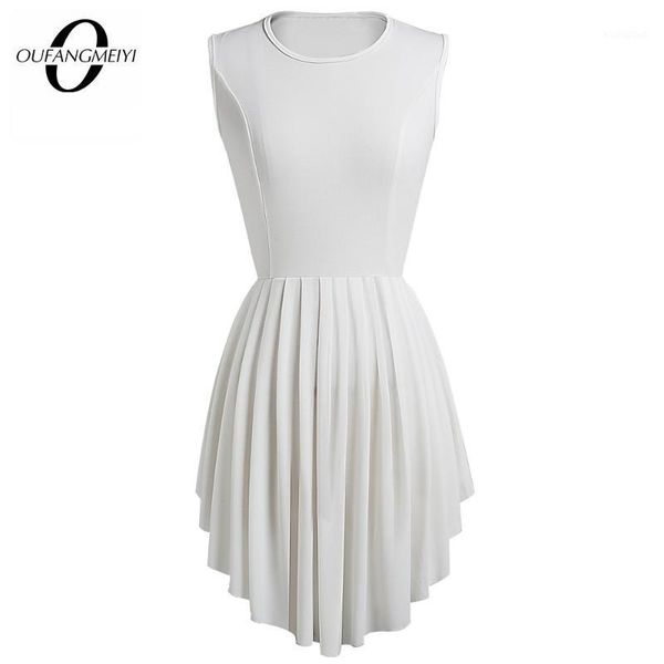 summer women sleeveless above knee ruffle solid color dress o-neck mini loose dress e7741, Black;gray
summer women sleeveless above knee ruffle solid color dress o-neck mini loose dress e7741, Black;gray