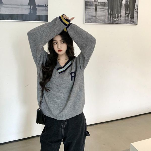 women's sweaters 2021 autumn winter women fashionable color matching striped v-neck sweater preppy style jacquard letters female pullov, White;black
women's sweaters 2021 autumn winter women fashionable color matching striped v-neck sweater preppy style jacquard letters female pullov, White;black