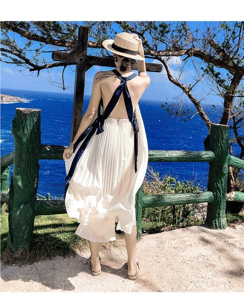 2021 new summer female holiday elegant sling belt back white fashion drop everything-around simple show dress plissado fyip, Black;gray
2021 new summer female holiday elegant sling belt back white fashion drop everything-around simple show dress plissado fyip, Black;gray
