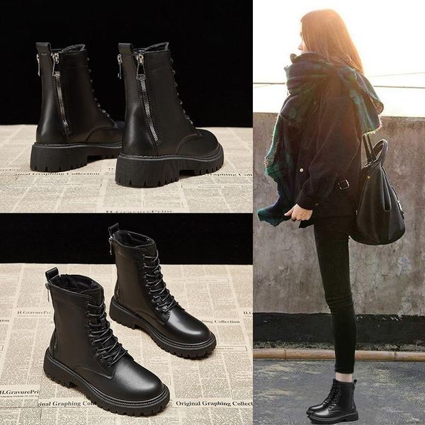 one yona 2021 winter new all-match student women boots keep warm plush low heels zipper short boots yy8204, Black
one yona 2021 winter new all-match student women boots keep warm plush low heels zipper short boots yy8204, Black