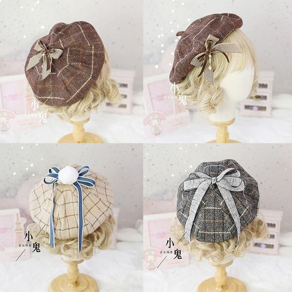 berets japanese sweet cloth grid octagonal cap retro lolita beret harajuku bowknot pumpkin hat, Blue;gray
berets japanese sweet cloth grid octagonal cap retro lolita beret harajuku bowknot pumpkin hat, Blue;gray