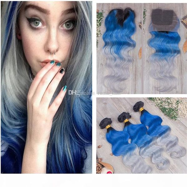 three tone human hair weave with lace closure 1b blue grey ombre human hair bundles with lace closure 4*4 baby hair, Black;brown
three tone human hair weave with lace closure 1b blue grey ombre human hair bundles with lace closure 4*4 baby hair, Black;brown