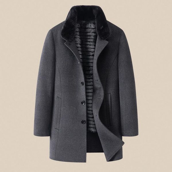 double-sided ni coat real collar men's fattened and enlarged size fur liner high-grade woolen coat, Black
double-sided ni coat real collar men's fattened and enlarged size fur liner high-grade woolen coat, Black