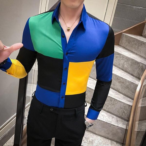 2020 new spring high-quality colorful personality plaid print shirt casual mens shirt slim long sleeve male1, White;black
2020 new spring high-quality colorful personality plaid print shirt casual mens shirt slim long sleeve male1, White;black