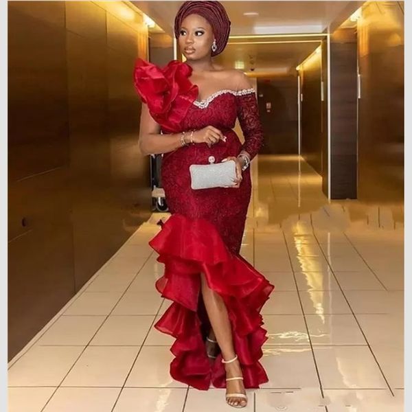 aso ebi mermaid evening dresses nigerian styles lace appliques high low train formal party gowns plus size prom dresses african robe de soir, Black
aso ebi mermaid evening dresses nigerian styles lace appliques high low train formal party gowns plus size prom dresses african robe de soir, Black