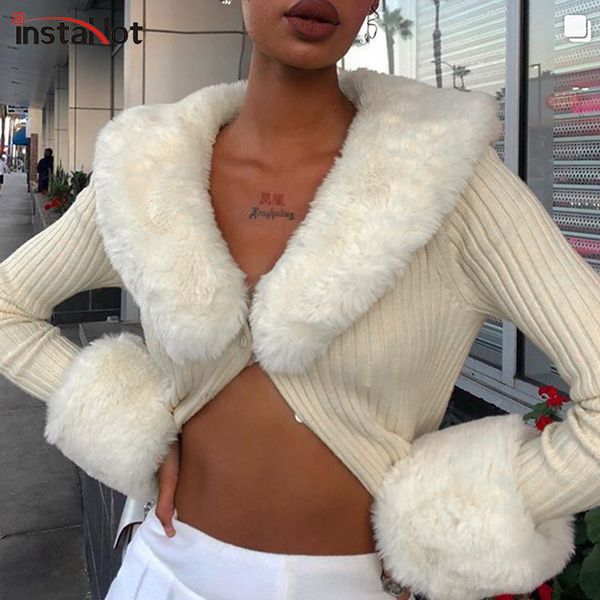 instaknitted cardigans fluffy sleeve button sweater winter elegant vintage casual slim turn down collar solid jacket 210204, White;black
instaknitted cardigans fluffy sleeve button sweater winter elegant vintage casual slim turn down collar solid jacket 210204, White;black