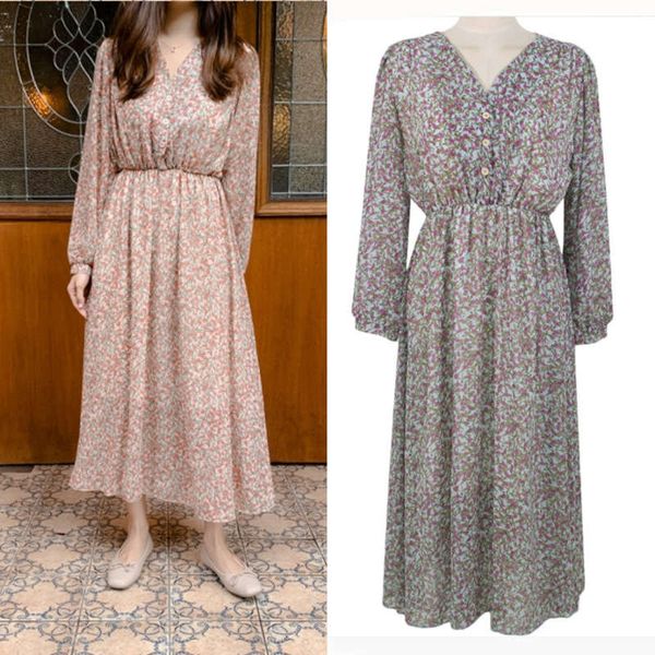 2019 new large women's chiffon print dress floral long sleeve v-neck slim skirt, Black;gray
2019 new large women's chiffon print dress floral long sleeve v-neck slim skirt, Black;gray