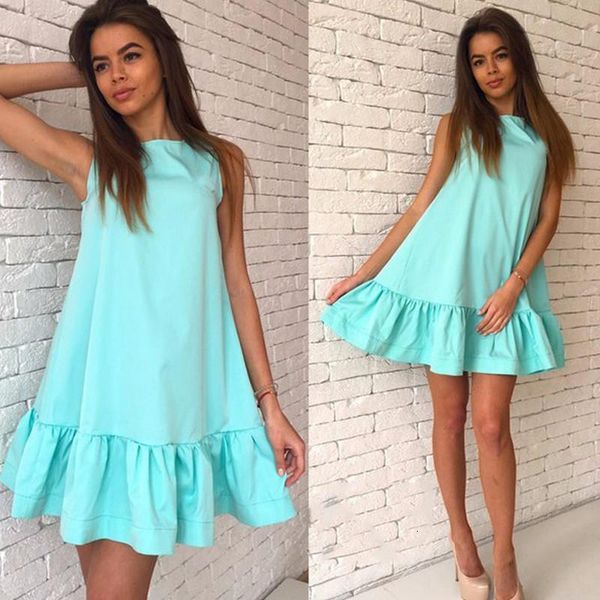 summer solid women dresses a-line sleeveless ruffles loose elegant dress sweet fashion casual mini beach dresses vestidos ld57, Black;gray
summer solid women dresses a-line sleeveless ruffles loose elegant dress sweet fashion casual mini beach dresses vestidos ld57, Black;gray