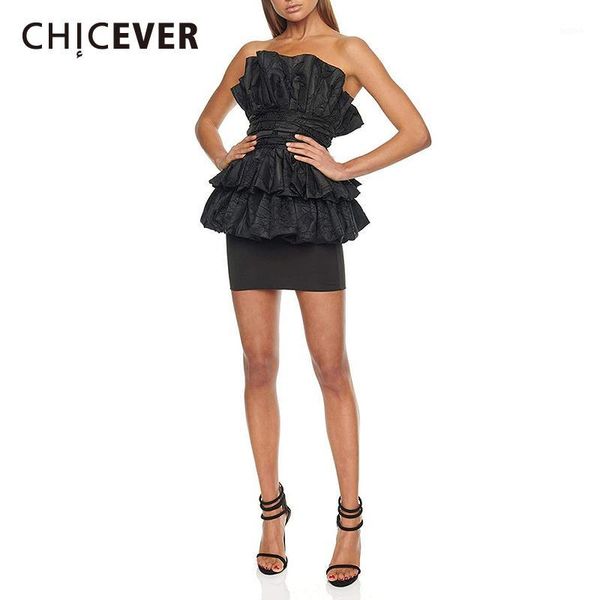 chicever party two piece set for women strapless ruffle tunic shirt high waist mini skirts female suits 2020 spring new1, White
chicever party two piece set for women strapless ruffle tunic shirt high waist mini skirts female suits 2020 spring new1, White