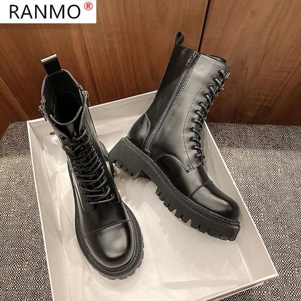2020 fashion shoes woman genuine leather lace-up thick mid-calf boots round toe shoes winter female buckle fashion warm boots, Black
2020 fashion shoes woman genuine leather lace-up thick mid-calf boots round toe shoes winter female buckle fashion warm boots, Black