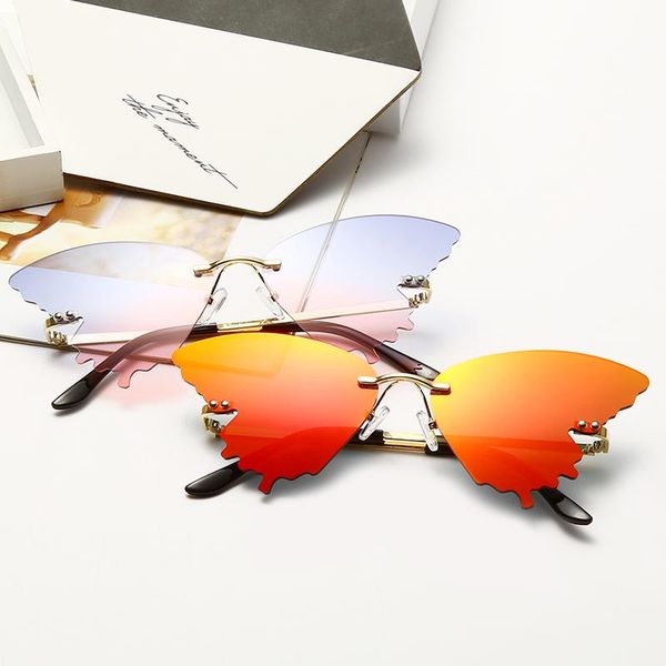 sunglasses women rimless wave sun glasses luxury fashion fire flame metal shades for vintage mirror eyewear uv400, White;black
sunglasses women rimless wave sun glasses luxury fashion fire flame metal shades for vintage mirror eyewear uv400, White;black