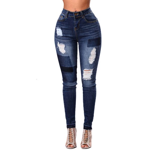 blue pierced jeans autumn new high waist slim tight pencil pants women's 786038 
blue pierced jeans autumn new high waist slim tight pencil pants women's 786038