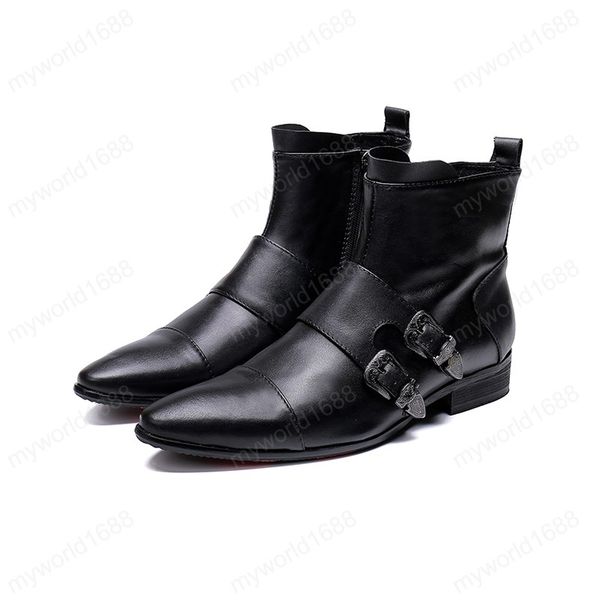 fashion luxury men boots genuine leather ankle boots men italian business dress shoes pointed toe cowboy boots, Black
fashion luxury men boots genuine leather ankle boots men italian business dress shoes pointed toe cowboy boots, Black